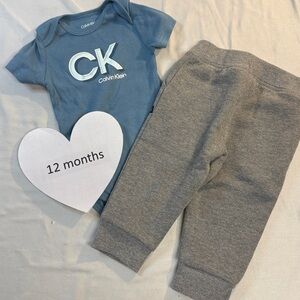 Calvin Klein - Blue Baby Bodysuit and matching joggers/sweatpants